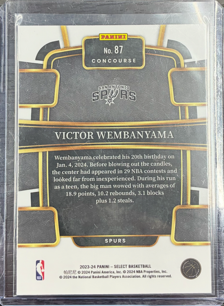 2023-24 Panini Select Basketball - Victor Wembanyama No. 87 - Rookie