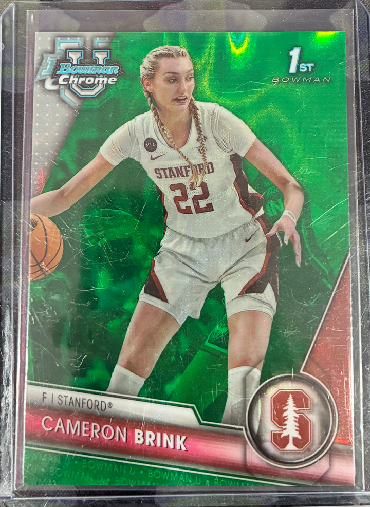 2024 Bowman University Chrome Basketball - Cameron Brink #75 - 1st Bowman Green Parallel 08/99