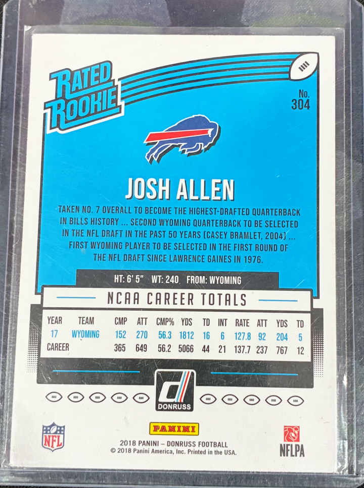2018 Panini Donruss - Josh Allen 304 - Rated Rookie