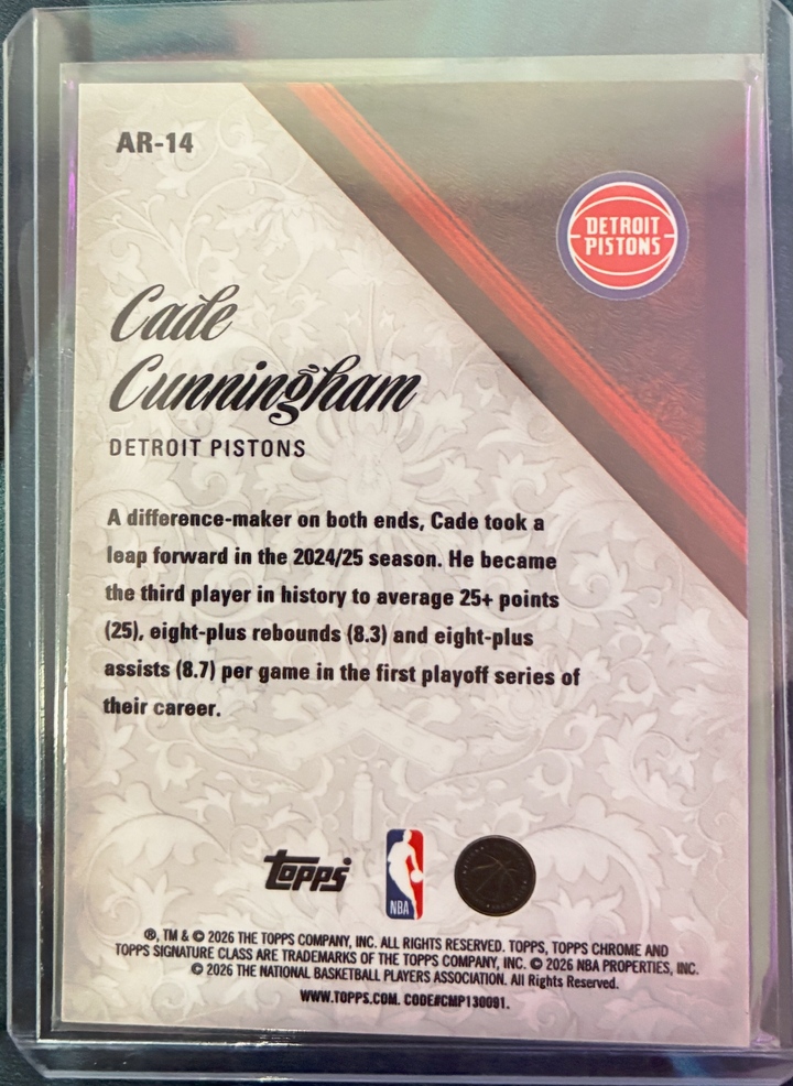 2025-26 Topps Signature Class Basketball - Cade Cunningham AR-14 - Aristocrats Case Hit Insert