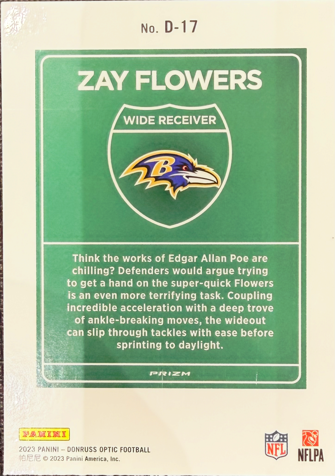2023 Panini Donruss Optic Football - Zay Flowers Downtown Case Hit