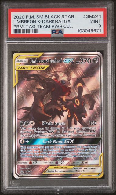 Umbreon & Darkrai GX SM241 Tag Team Power Collection Promo- 2020 Pokemon - PSA 9