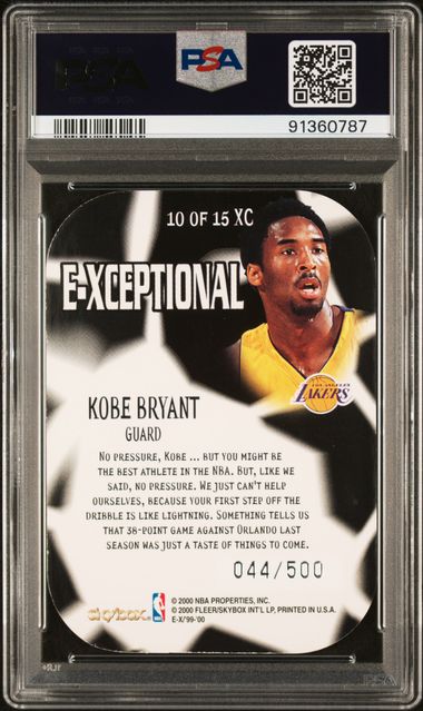 1999 Skybox E-X - Kobe Bryant 10 - E-Xceptional Green /500 - PSA 8