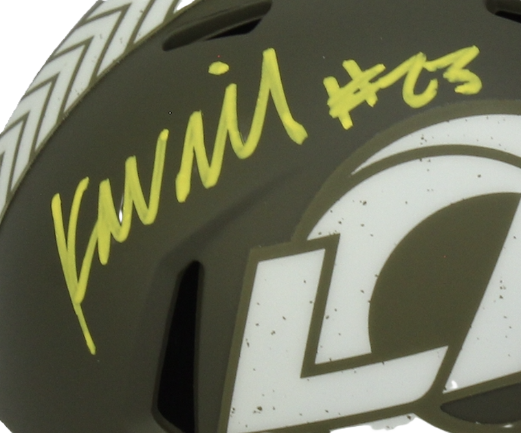 Kyren Williams Autographed Signed Salute to Service Mini Helmet - Beckett Certified
