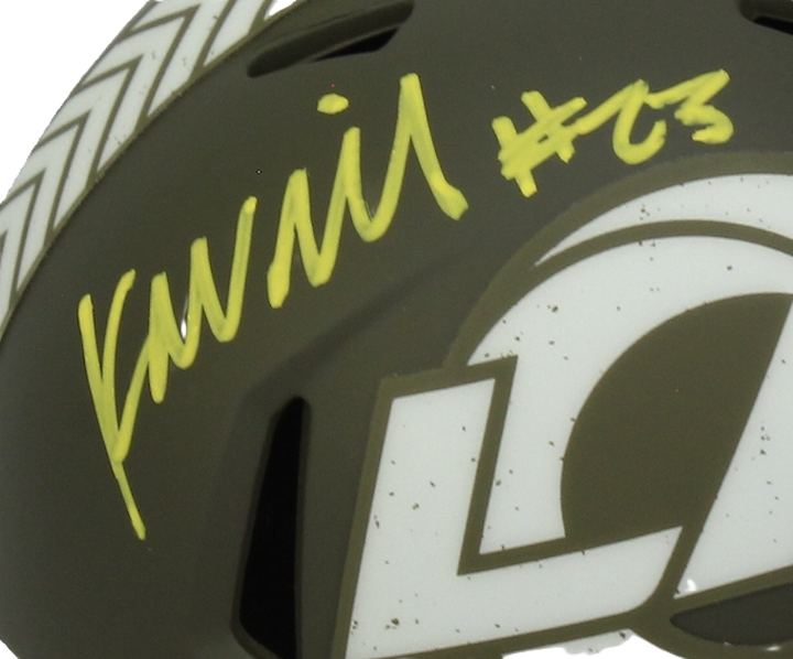 Kyren Williams Autographed Signed Salute to Service Mini Helmet - Beckett Certified