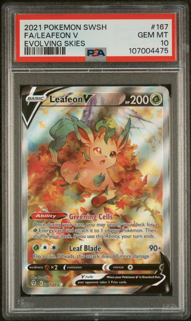Leafeon V 167/203 - Evolving Skies - 2021 Pokemon - PSA 10