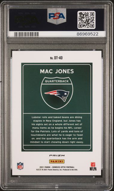 2021 Donruss Optic - Mac Jones DT-40 - Downtown - PSA 9