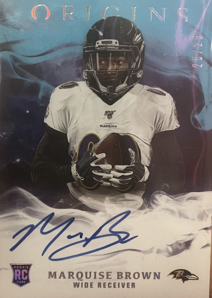 2019 Panini Origins - Rookie Autographs Turquoise #RA-MBR Marquise Brown /25