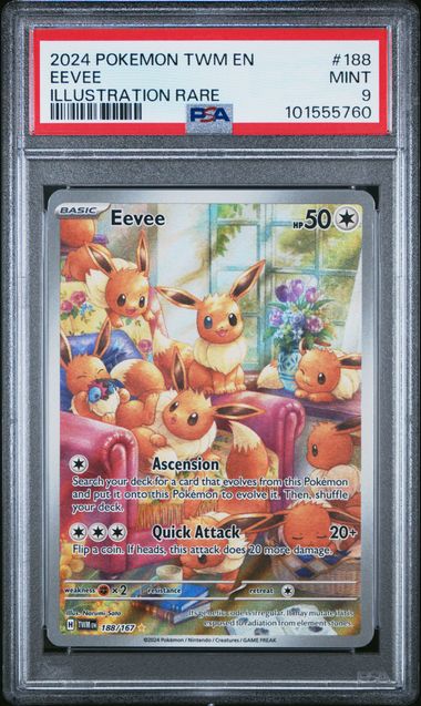 Eevee 188/167 Twilight Masquerade Illustration Rare - 2024 Pokemon - PSA 9