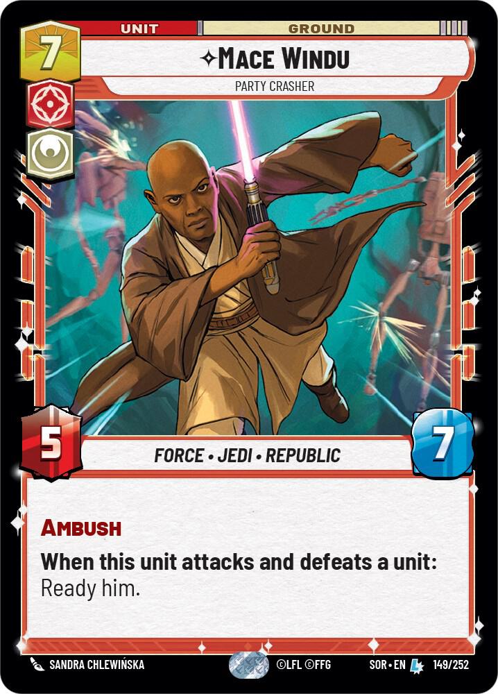 Star Wars Unlimited - Mace Windu - Party Crasher - FOIL - Spark of Rebellion