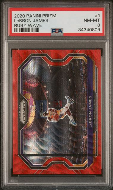 2020 Panini Prizm - Lebron James #1 (Kobe Tribute Dunk) - Ruby Wave- PSA 8