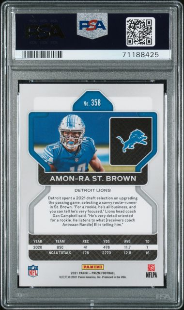 2021 Panini Prizm Football - Amon-Ra St. Brown Rookie - PSA 9