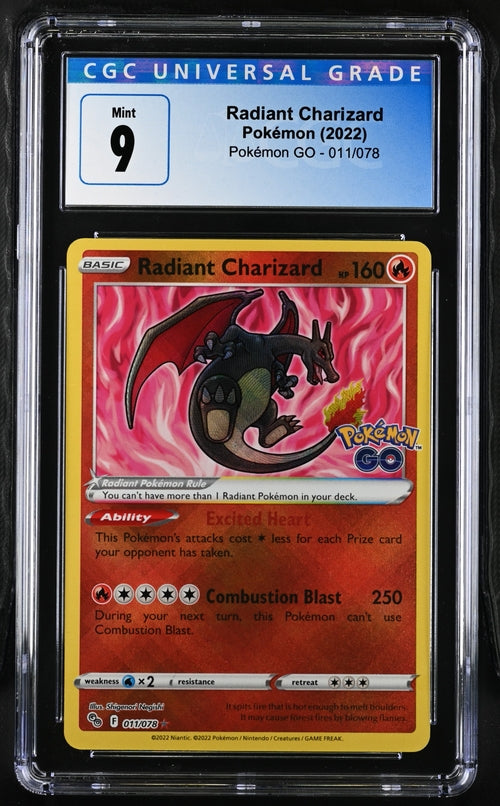 Radiant Charizard 011/078 Pokemon Go - 2022 Pokemon - CGC 9