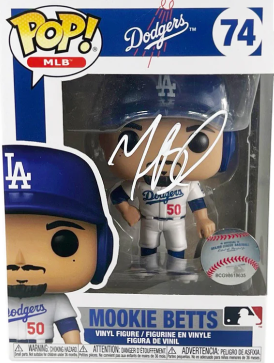 Mookie Betts Signed Los Angeles Dodgers Funko POP! #74 White Jersey (JSA)