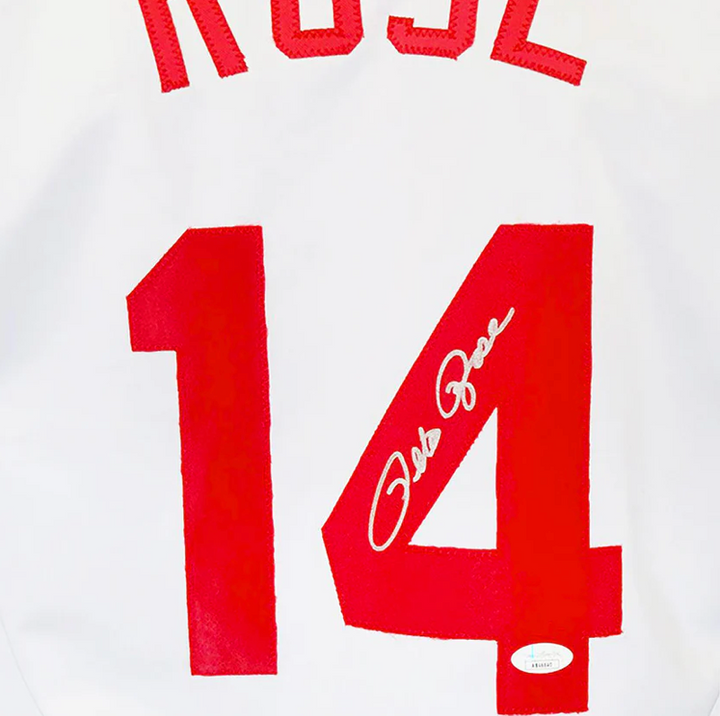 Pete Rose Signed Cincinnati White Baseball Jersey (JSA)