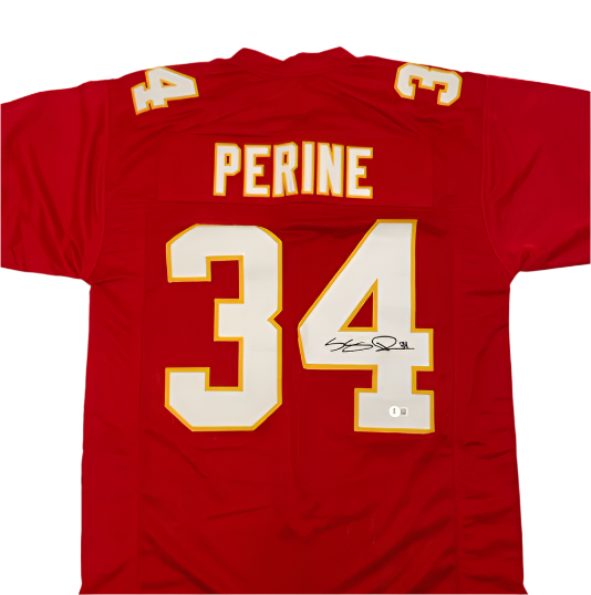 Samaje Perine Autographed Red Custom Jersey - Beckett COA
