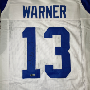 Kurt Warner Autographed White Custom Jersey - COA By Beckett