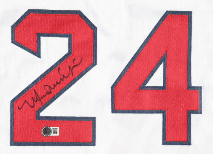 Autographed/Signed Manny Ramirez Career Highlight Stat Jersey (Beckett)