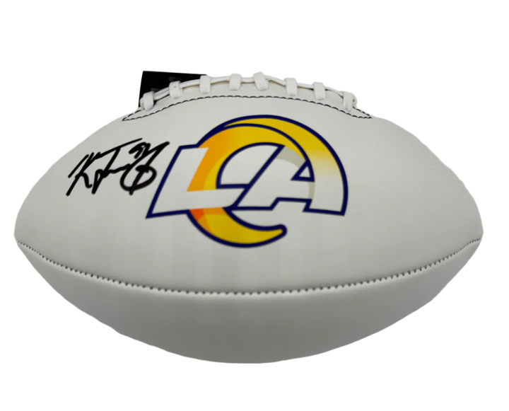 Kobie Turner Autographed Rams Logo Football (Beckett) With Acrylic Case