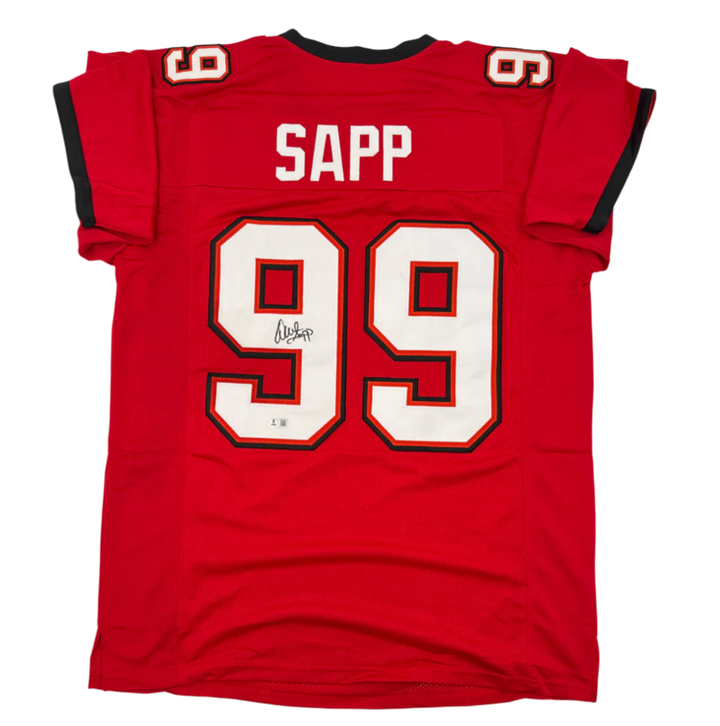 Warren Sapp Autographed Signed Tampa Bay Red Football Jersey (Beckett)