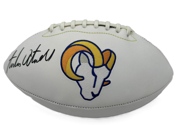Tutu Atwell Autographed Rams Football With Acrylic Case