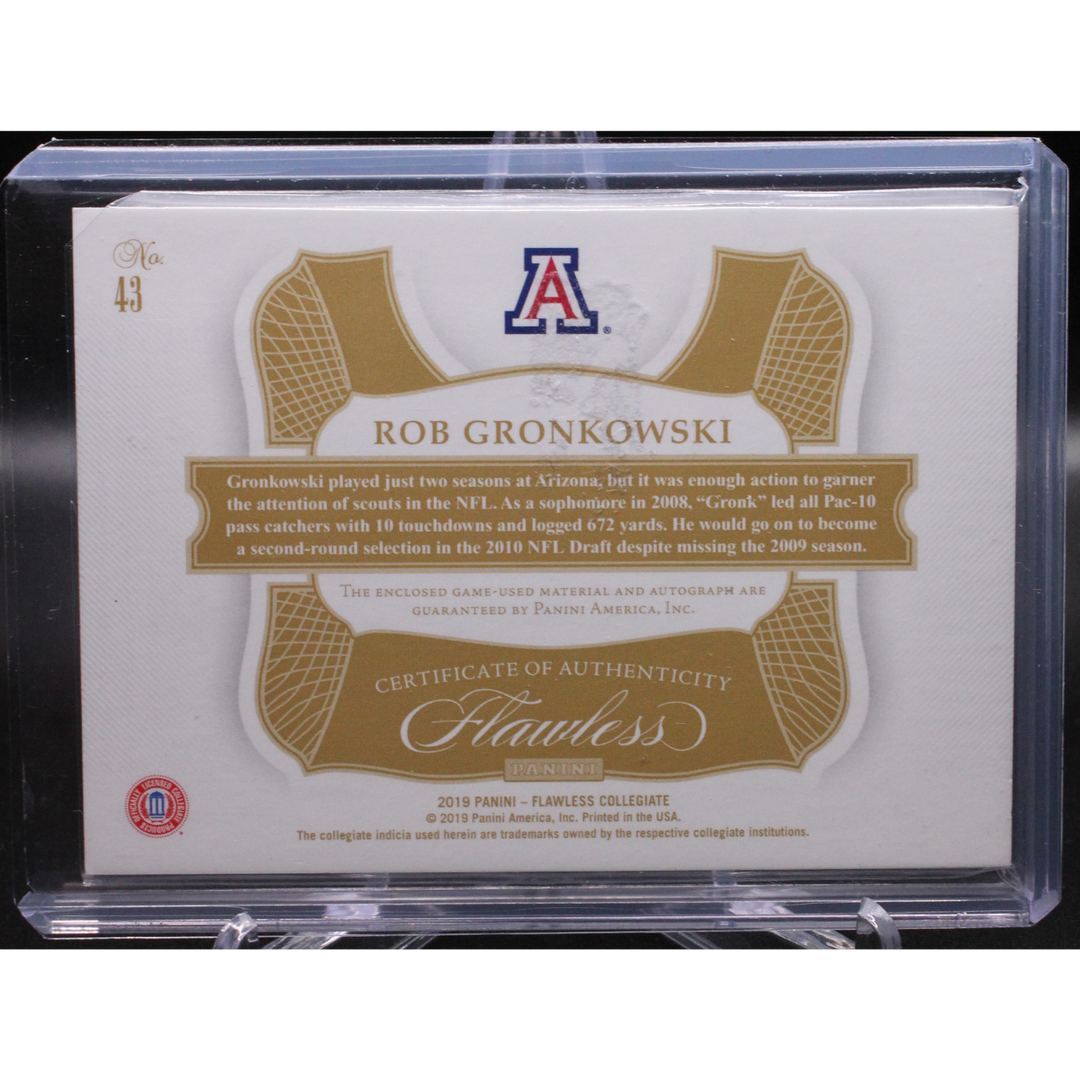 2019 Panini Flawless Collegiate - Rob Gronkowski 43 - Star Swatch Signature Gold /10