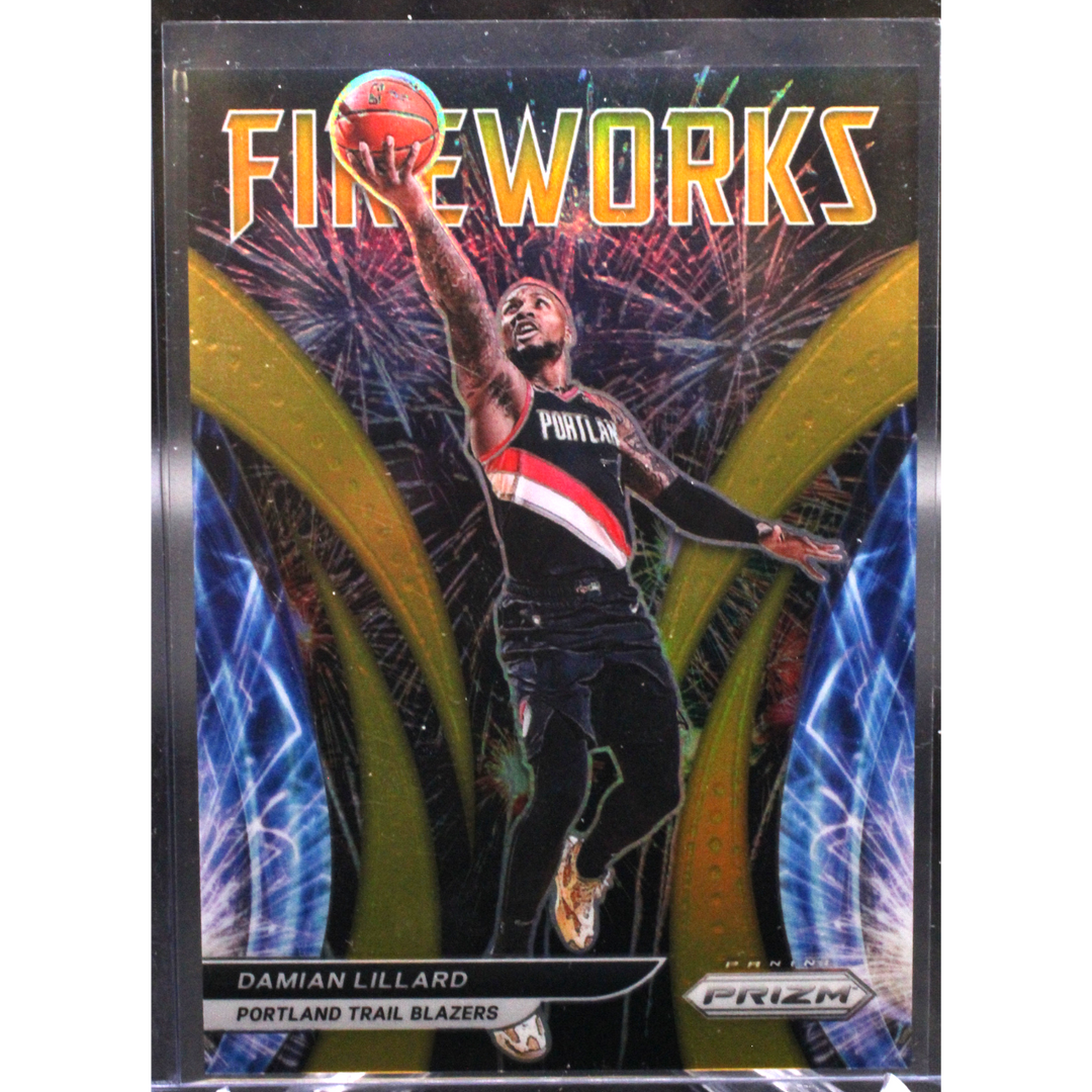 2021 Panini Prizm Basketball - Damian Lillard 11 - Fire Works Gold /10