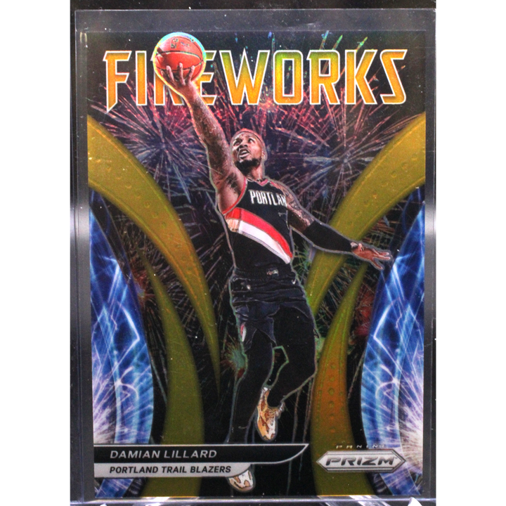 2021 Panini Prizm Basketball - Damian Lillard 11 - Fire Works Gold /10