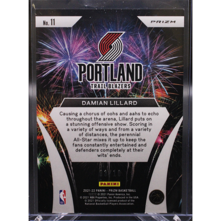 2021 Panini Prizm Basketball - Damian Lillard 11 - Fire Works Gold /10