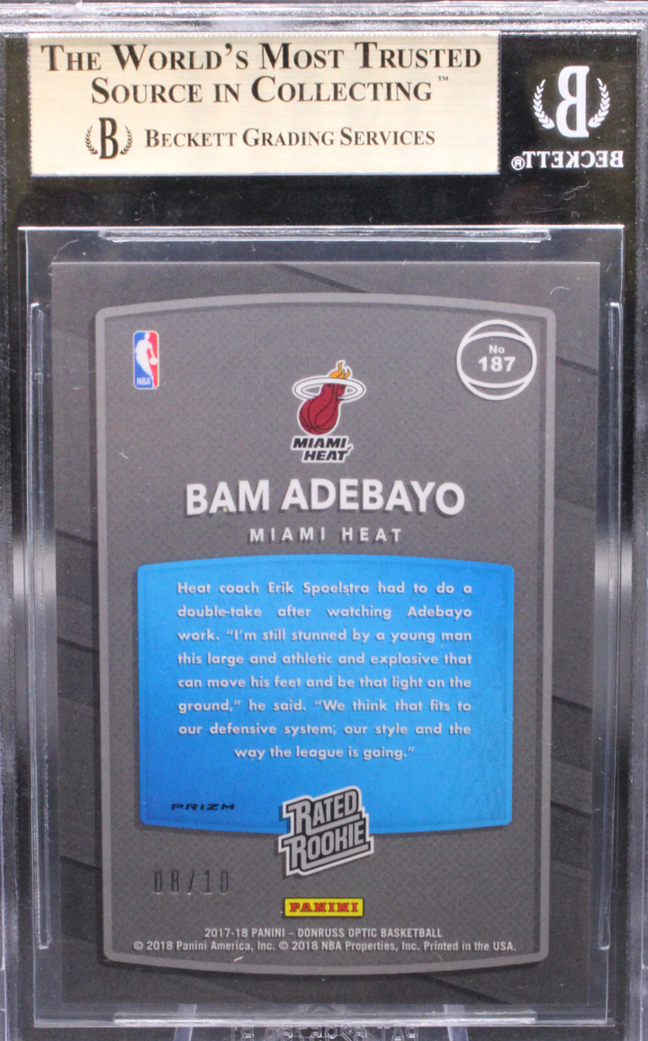 2017 Panini Donruss Optic Basketball - Bam Adebayo 187 - Fast Break Gold /10 - BGS 9.5