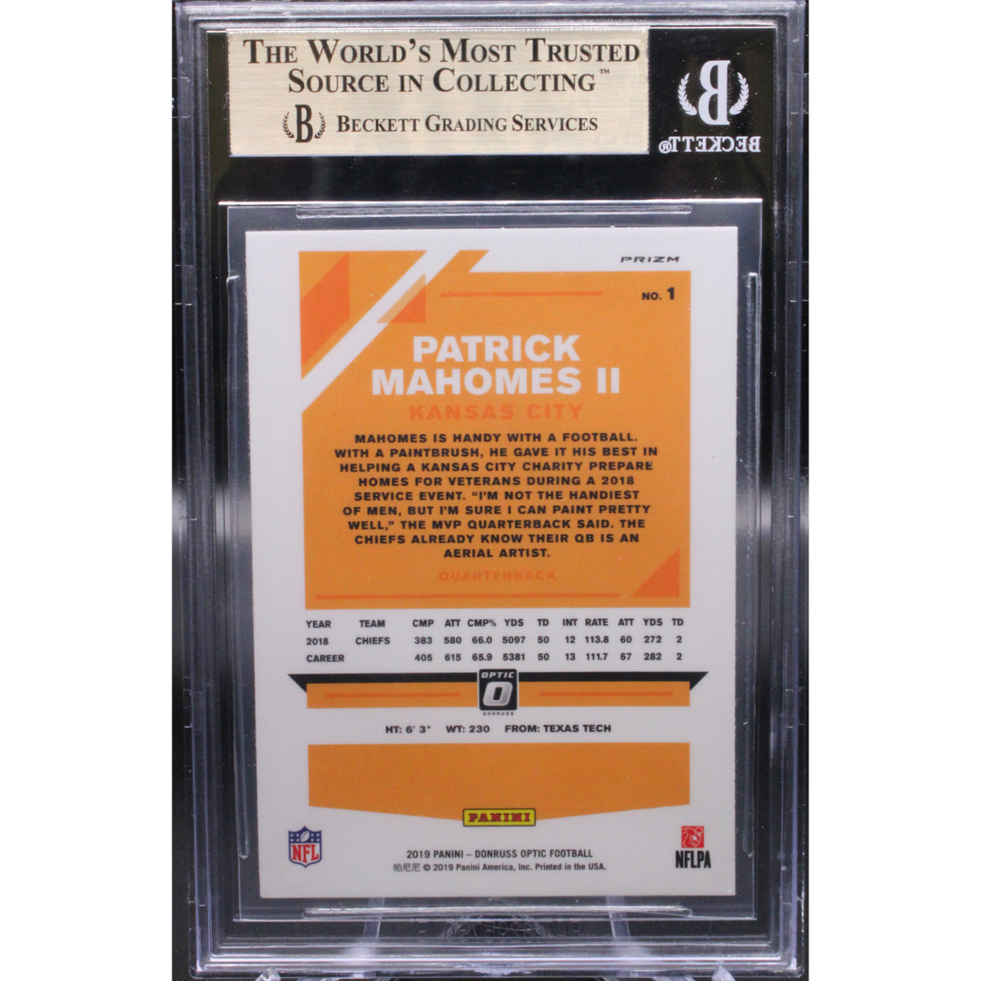 2019 Panini Donruss Optic - Patrick Mahomes 1 - Holo - BGS 9.5