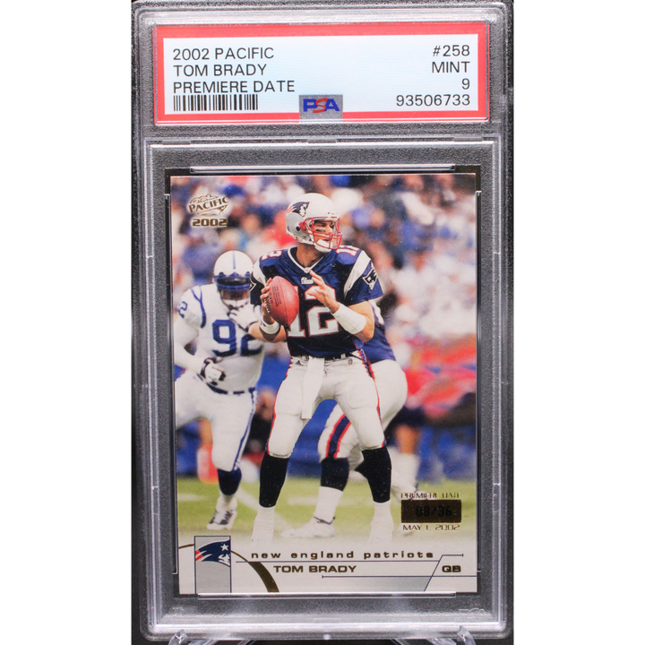 2002 Pacific - Tom Brady 258 - Premier Date /36 - PSA 9