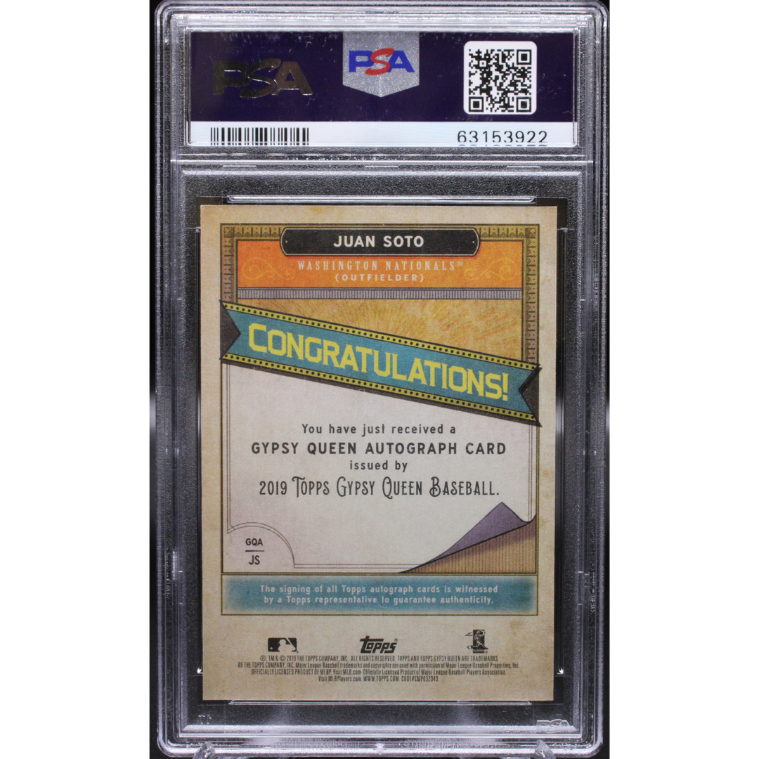 2019 Topps Gypsy Queen - Juan Soto GQAJS -Autographs - PSA 10