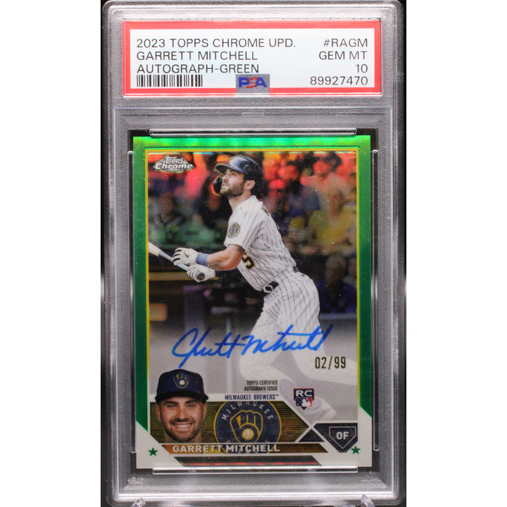 2023 Topps Chrome Update - Garrett Mitchell RA-GM - Autograph Green /99 - PSA 10