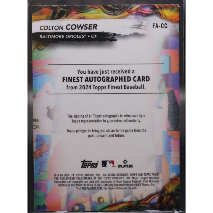 2024 Topps Finest Baseball - Colton Cowser FA-CC - Sky Blue Auto /150