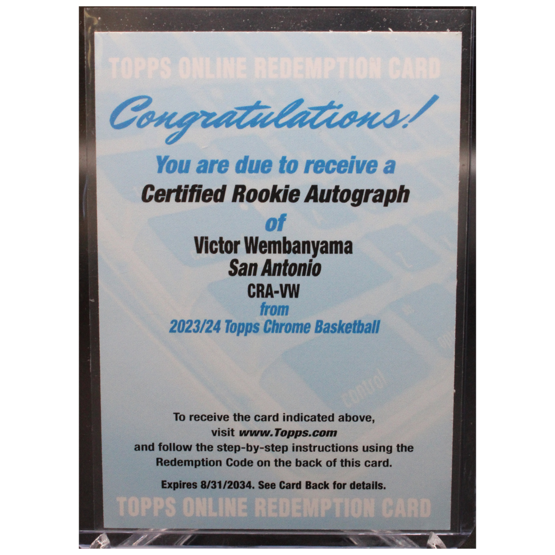 2023-24 Topps Chrome Basketball - Victor Wembanyama CRA-VW - Certified Rookie Autograph