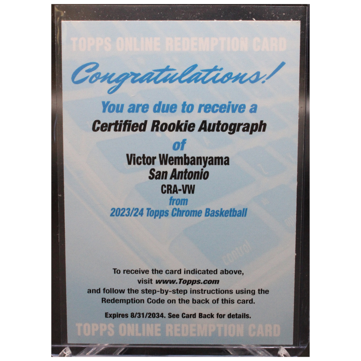 2023-24 Topps Chrome Basketball - Victor Wembanyama CRA-VW - Certified Rookie Autograph