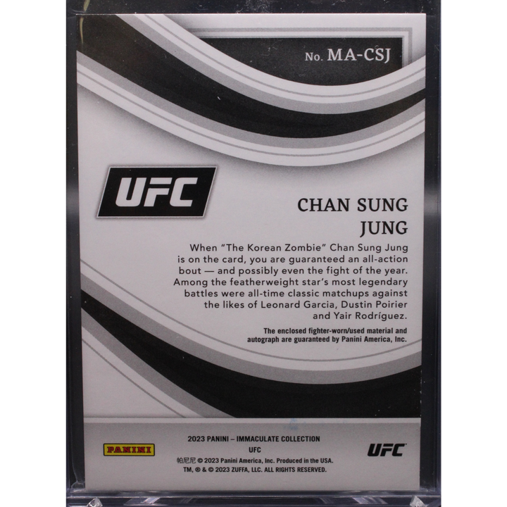 2022 Panini Immaculate UFC - Chan Sung Jung MA-CSJ - Mem Auto Red /22