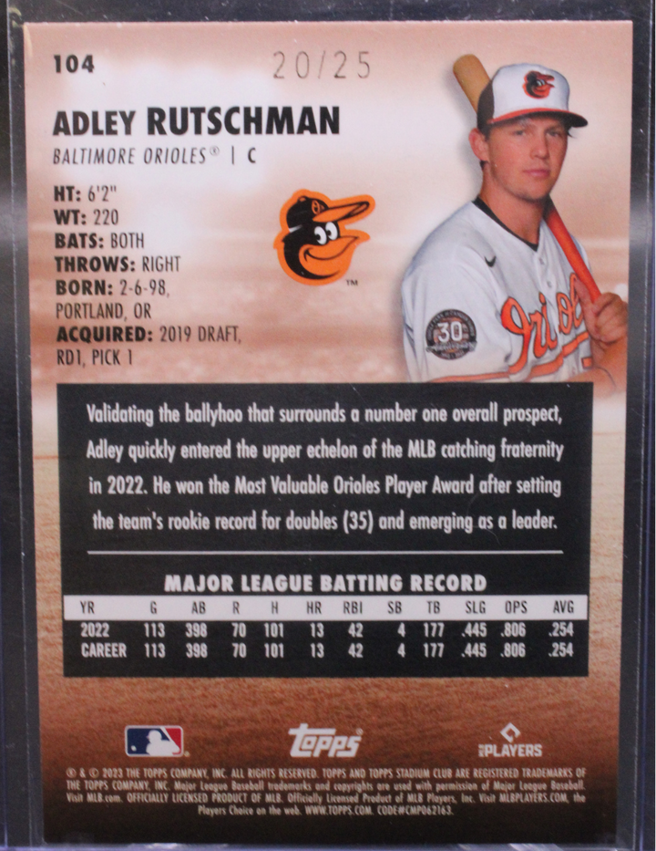 2023 Topps Stadium Club Baseball - Adley Rutschman 104 - SP /25