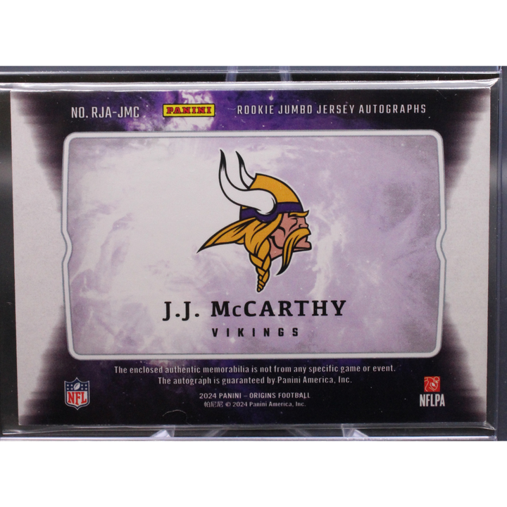 2024 Panini Origins Football -  JJ Mccarthy RJA-JMC -  Rookie Jumbo Autographs