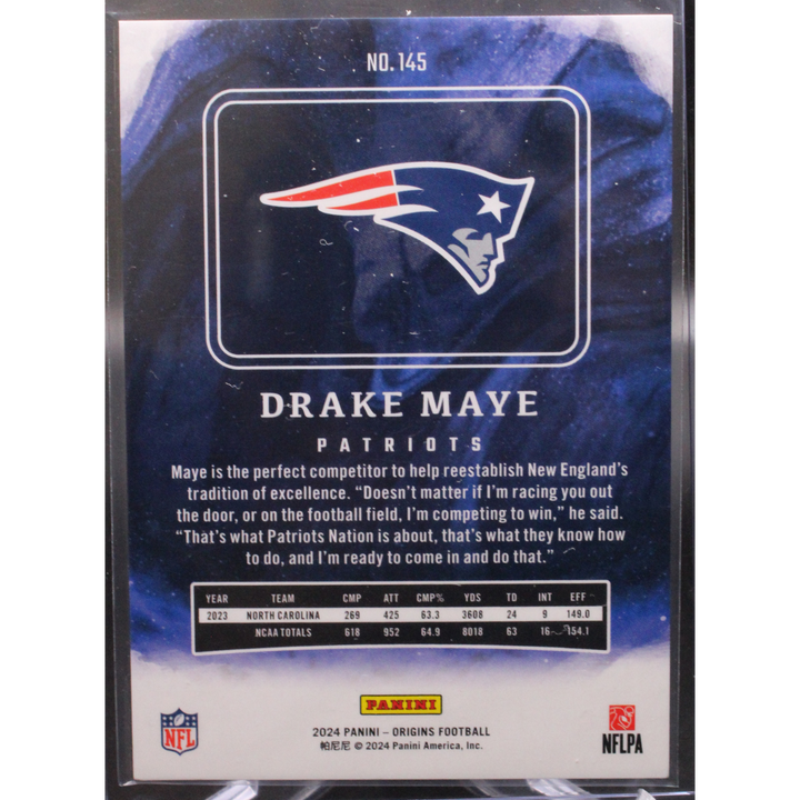 2024 Panini Origins Football - Drake Maye 145 -  Orange /125