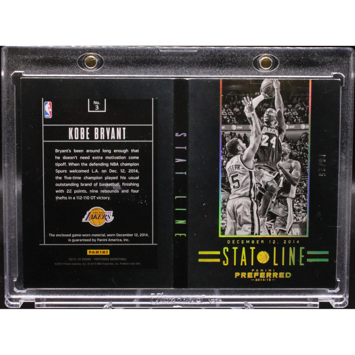 2014 Panini Preferred Basketball - Kobe Bryant 3 - Stat Line /25