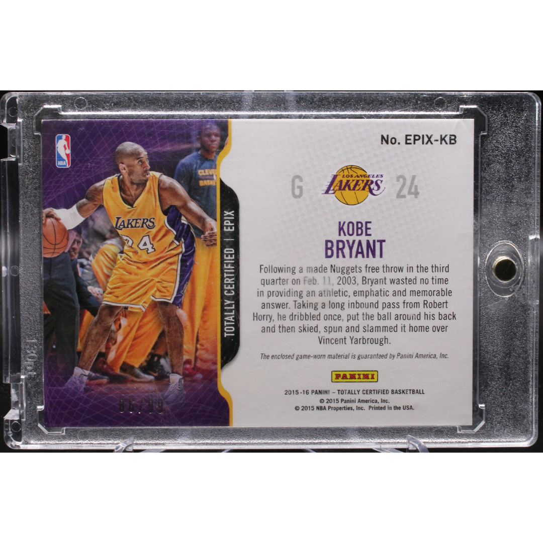 2015-16 Panini Totally Certified Basketball - Kobe Bryant EPIX-KB - Epix Mem /99