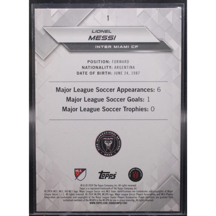 2024 Topps MLS Soccer - Lionel Messi 1 - Purple Ultra Rare /99