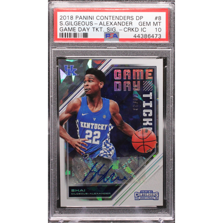 2018 Panini Contenders Draft Picks Basketball - Shai Gilgeous Alexander 8 - Game Day Ticket /23 - PSA 10