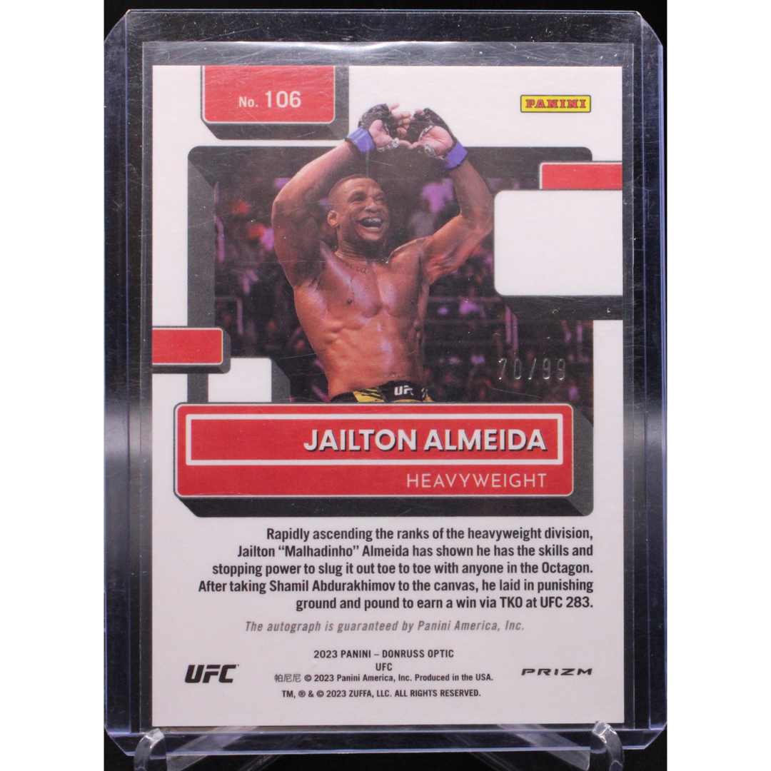 2023 Panini Donruss Optic UFC - Jailton Almeida 106 - Rated Rookie Red Auto /99