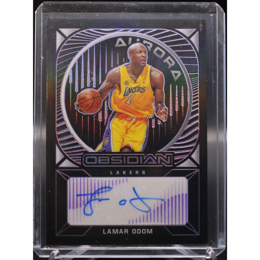 2020 Panini Obsidian Basketball - Lamar Odom AU-LOD - Aurora Autographs Purple /75