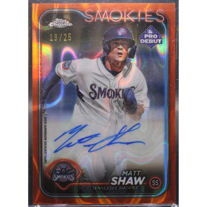 2024 Pro Debut Chrome - Matt Shaw PDC-133 - Orange Wave Auto /25