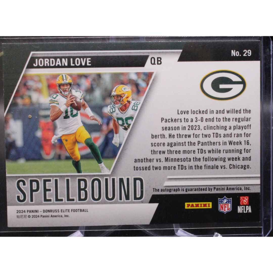 2024 Panini Donruss Elite - Jordan Love 29 - Spellbound V Auto /10