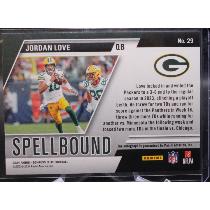 2024 Panini Donruss Elite - Jordan Love 29 - Spellbound V Auto /10